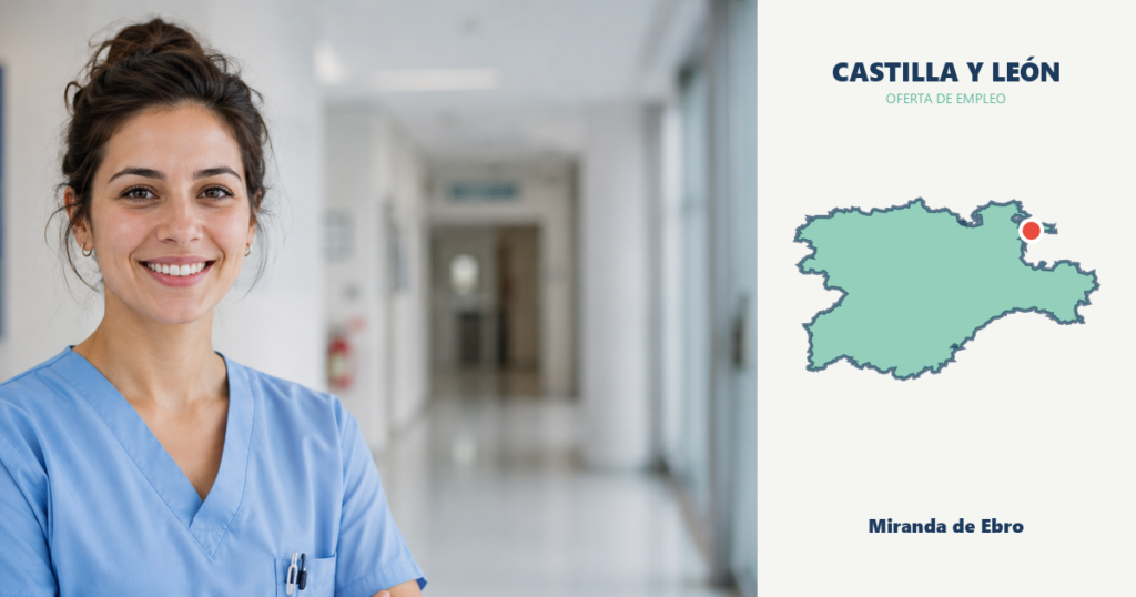 Enfermera profesional sonriente en pasillo de hospital - Oferta DUE en Miranda de Ebro (Burgos), Castilla y León